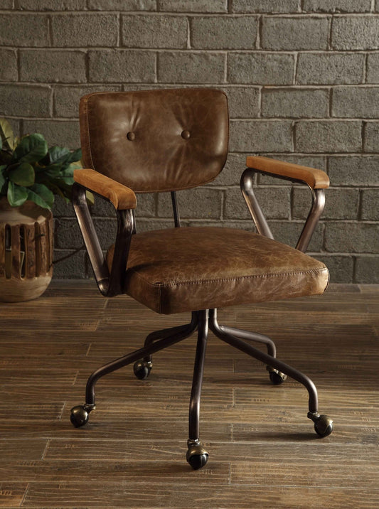 Hallie Vintage Whiskey Top Grain Leather Office Chair - 1st Choice Furniture Direct