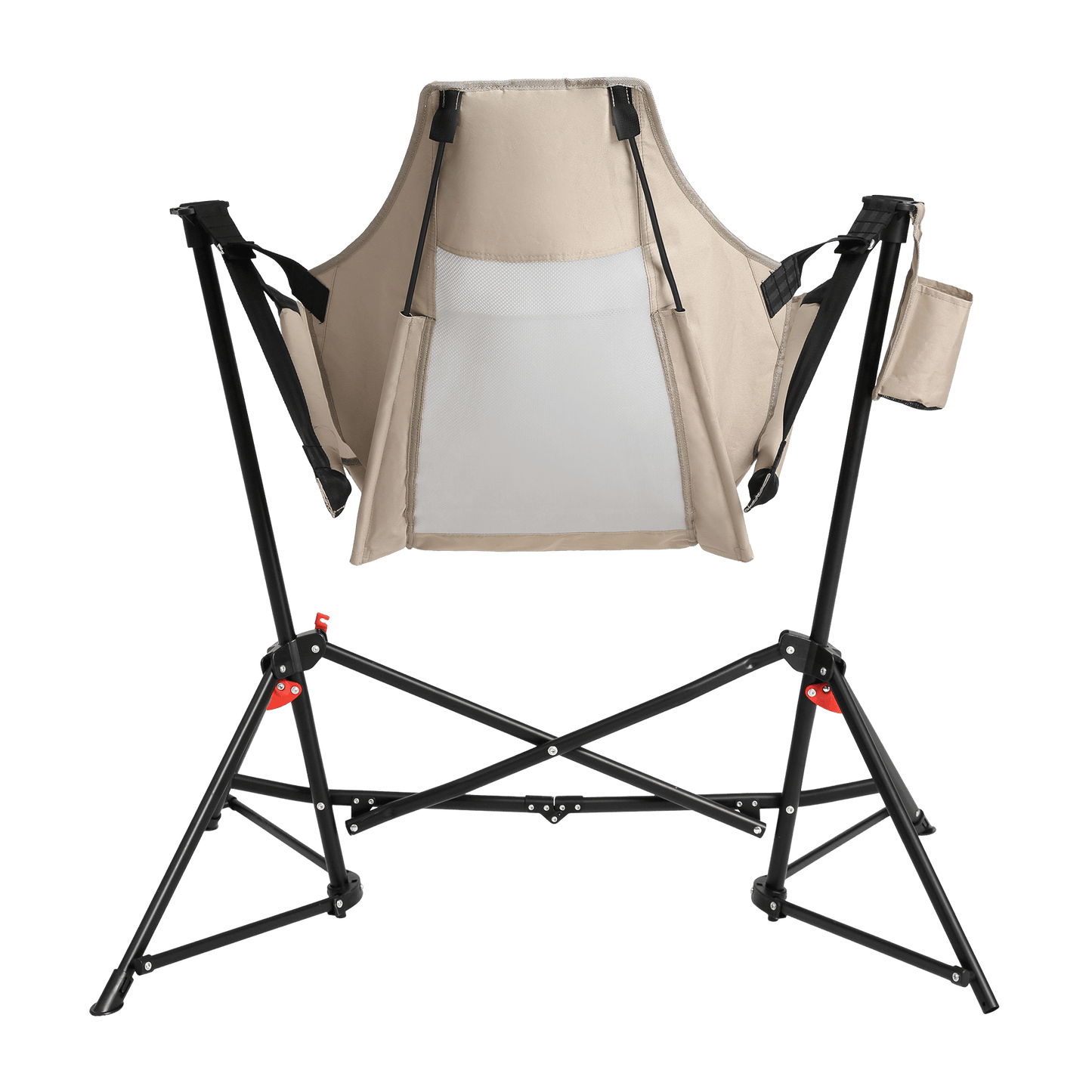 Hammock Camping Chair, Folding Portable Rocking Chair, Aluminum Alloy Adjustable Back Swinging Chair with Pillow Cup Holder, Recliner with Carry Bag for Outdoor Travel Lawn Backyard, Khaki (2pcs) - 1st Choice Furniture Direct