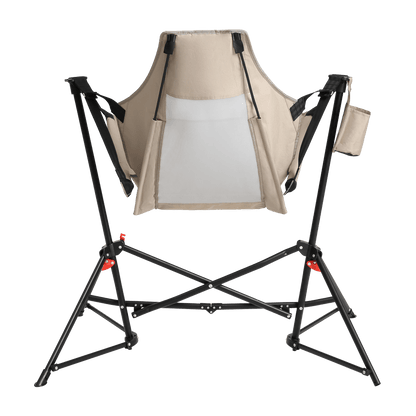 Hammock Camping Chair, Folding Portable Rocking Chair, Aluminum Alloy Adjustable Back Swinging Chair with Pillow Cup Holder, Recliner with Carry Bag for Outdoor Travel Lawn Backyard, Khaki (2pcs) - 1st Choice Furniture Direct