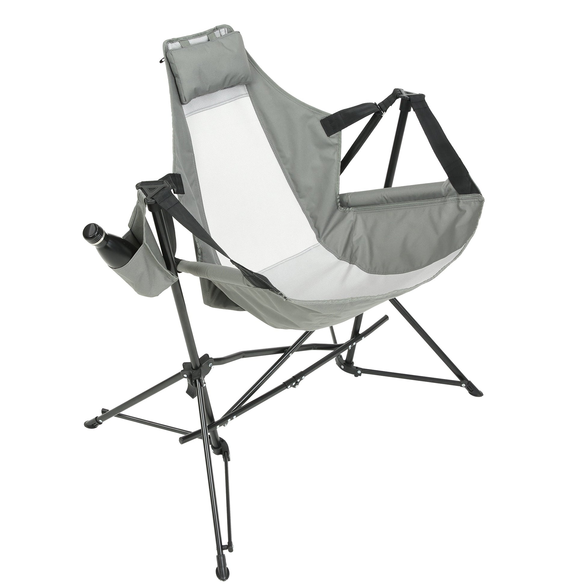 Hammock Camping Chair, Folding Portable Rocking Chair, Aluminum Alloy Adjustable Back Swinging Chair with Pillow Cup Holder, Recliner with Carry Bag for Outdoor Travel Lawn Backyard, Grey (2pcs) - 1st Choice Furniture Direct