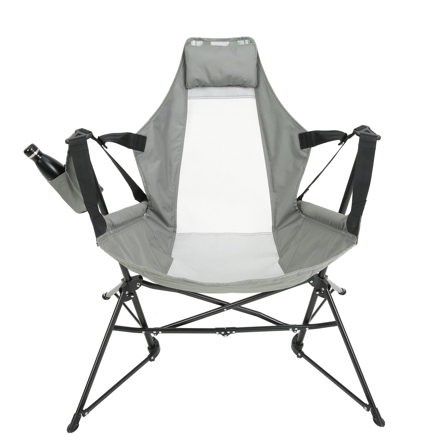 Hammock Camping Chair, Folding Portable Rocking Chair, Aluminum Alloy Adjustable Back Swinging Chair with Pillow Cup Holder, Recliner with Carry Bag for Outdoor Travel Lawn Backyard, Grey (2pcs) - 1st Choice Furniture Direct