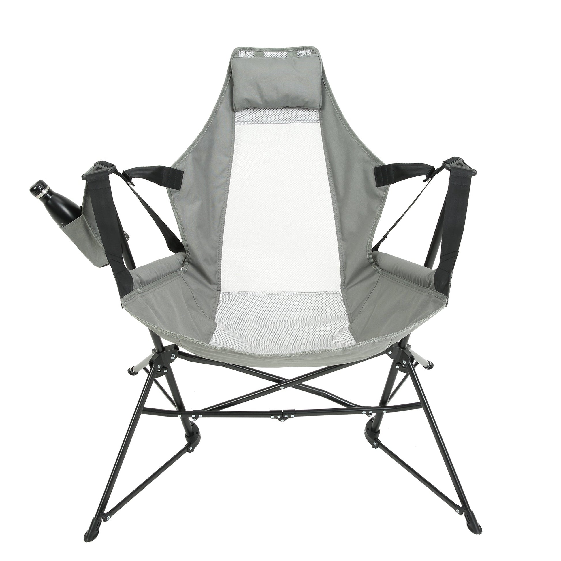 Hammock Camping Chair, Folding Portable Rocking Chair, Aluminum Alloy Adjustable Back Swinging Chair with Pillow Cup Holder, Recliner with Carry Bag for Outdoor Travel Lawn Backyard, Grey (2pcs) - 1st Choice Furniture Direct