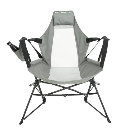 Hammock Camping Chair, Folding Portable Rocking Chair, Aluminum Alloy Adjustable Back Swinging Chair with Pillow Cup Holder, Recliner with Carry Bag for Outdoor Travel Lawn Backyard, Grey (2pcs) - 1st Choice Furniture Direct