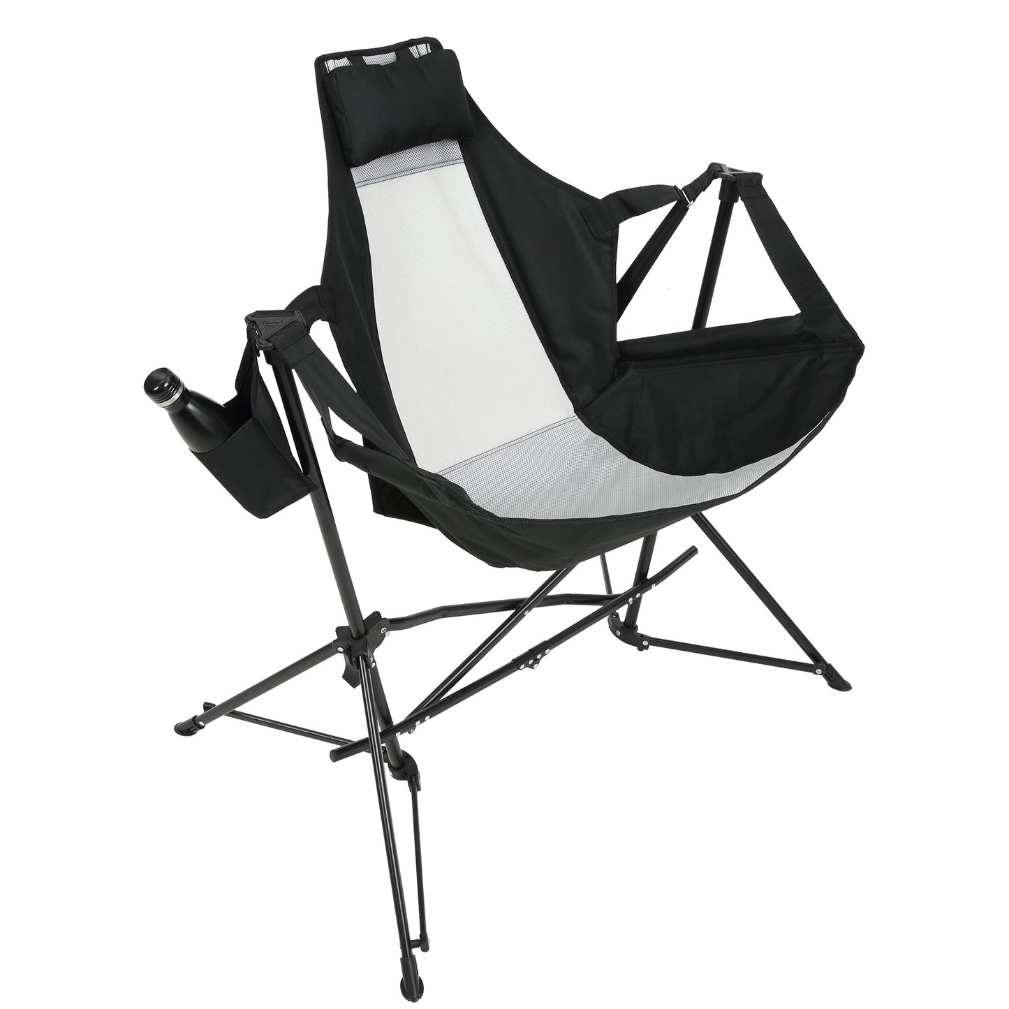 Hammock Camping Chair, Folding Portable Rocking Chair, Aluminum Alloy Adjustable Back Swinging Chair with Pillow Cup Holder, Recliner with Carry Bag for Outdoor Travel Lawn Backyard, Black - 1st Choice Furniture Direct