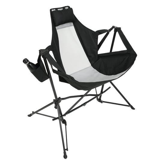 Hammock Camping Chair, Folding Portable Rocking Chair, Aluminum Alloy Adjustable Back Swinging Chair with Pillow Cup Holder, Recliner with Carry Bag for Outdoor Travel Lawn Backyard, Black - 1st Choice Furniture Direct