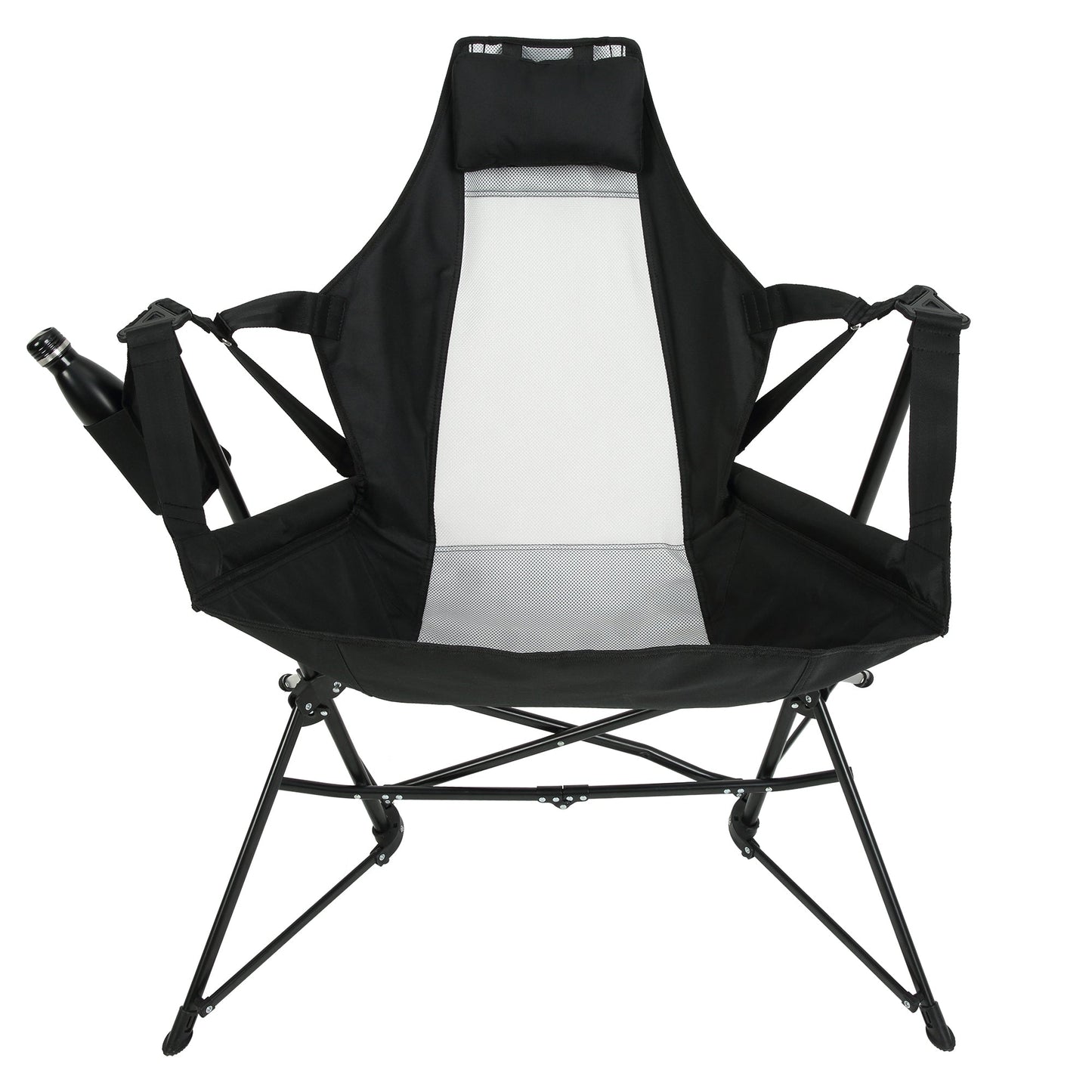 Hammock Camping Chair, Folding Portable Rocking Chair, Aluminum Alloy Adjustable Back Swinging Chair with Pillow Cup Holder, Recliner with Carry Bag for Outdoor Travel Lawn Backyard, Black - 1st Choice Furniture Direct