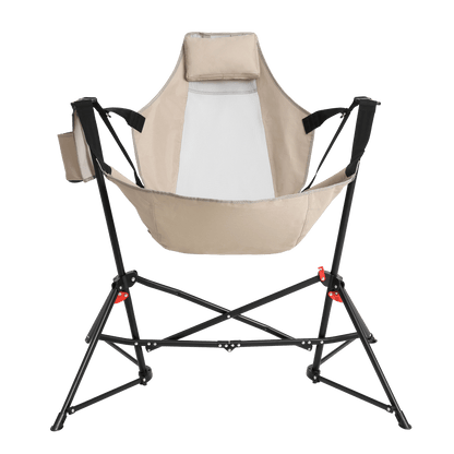 Hammock Camping Chair, Folding Portable Rocking Chair, Aluminum Alloy Adjustable Back Swinging Chair with Pillow Cup Holder, Recliner with Carry Bag for Outdoor Travel Lawn Backyard, Khaki (2pcs) - 1st Choice Furniture Direct