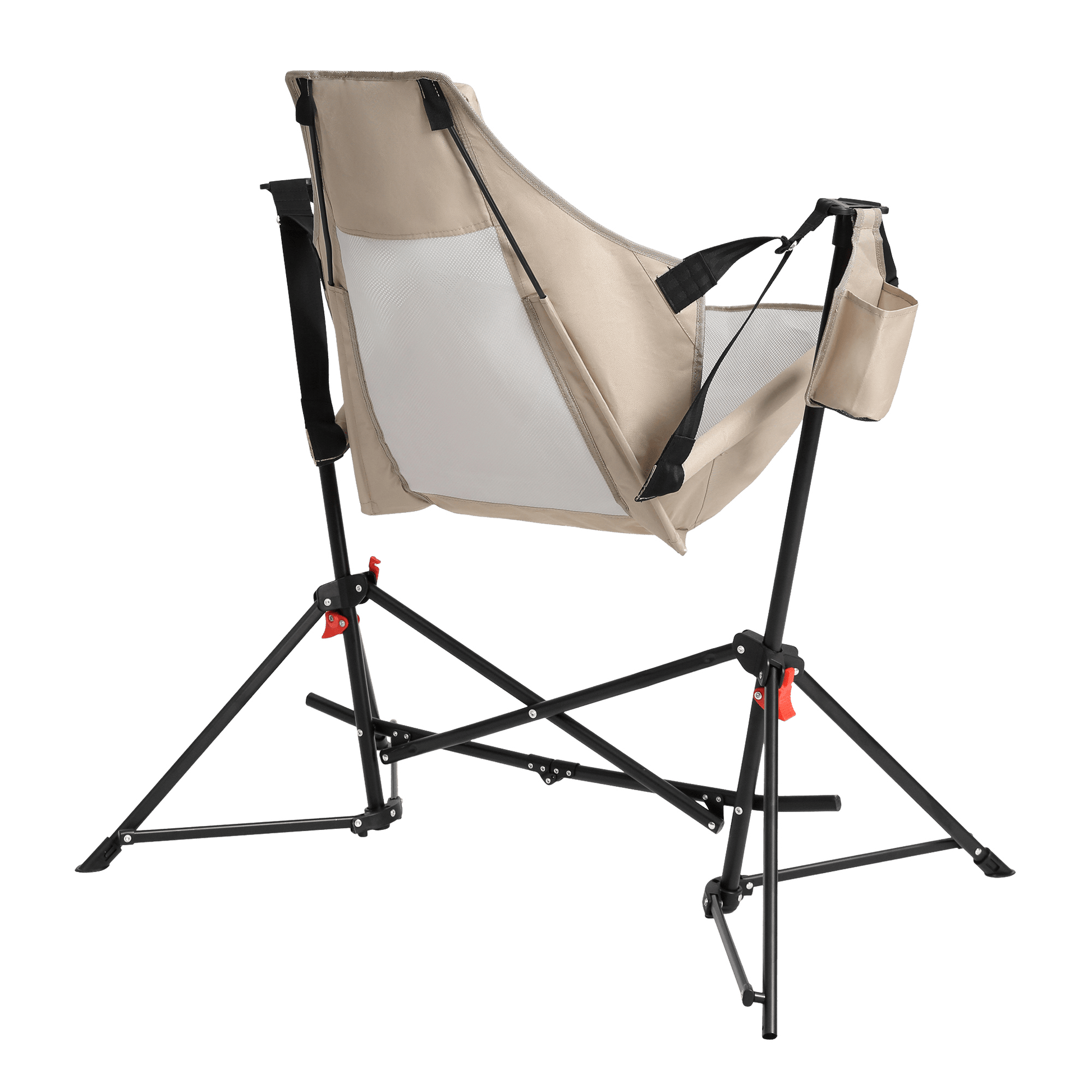 Hammock Camping Chair, Folding Portable Rocking Chair, Aluminum Alloy Adjustable Back Swinging Chair with Pillow Cup Holder, Recliner with Carry Bag for Outdoor Travel Lawn Backyard, Khaki (2pcs) - 1st Choice Furniture Direct