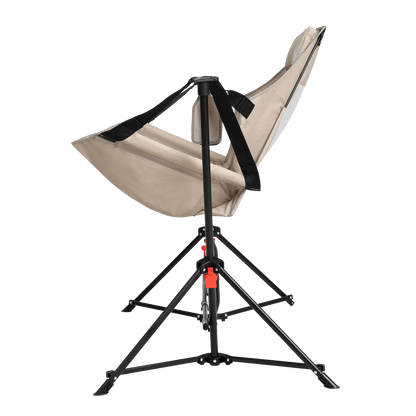 Hammock Camping Chair, Folding Portable Rocking Chair, Aluminum Alloy Adjustable Back Swinging Chair with Pillow Cup Holder, Recliner with Carry Bag for Outdoor Travel Lawn Backyard, Khaki (2pcs) - 1st Choice Furniture Direct