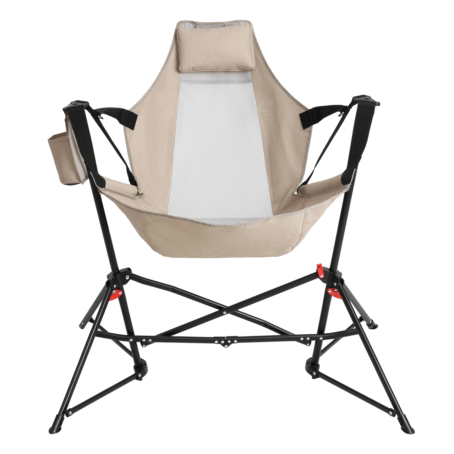 Hammock Camping Chair, Folding Portable Rocking Chair, Aluminum Alloy Adjustable Back Swinging Chair with Pillow Cup Holder, Recliner with Carry Bag for Outdoor Travel Lawn Backyard, Khaki (2pcs) - 1st Choice Furniture Direct