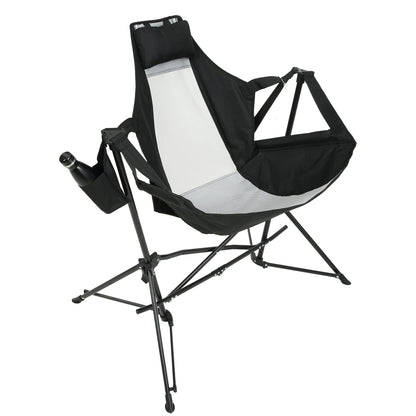 Hammock Camping Chair, Folding Portable Rocking Chair, Aluminum Alloy Adjustable Back Swinging Chair with Pillow Cup Holder, Recliner with Carry Bag for Outdoor Travel Lawn Backyard, Black (2pcs) - 1st Choice Furniture Direct