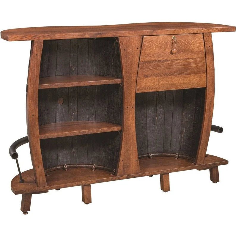 Hand Built Whiskey Barrel Bar, White Oak Top, Kentucky Bourbon Barrel - 1st Choice Furniture Direct