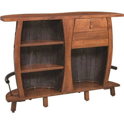 Hand Built Whiskey Barrel Bar, White Oak Top, Kentucky Bourbon Barrel - 1st Choice Furniture Direct