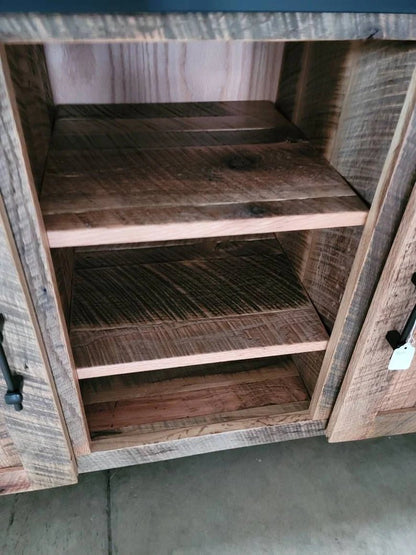 Handcrafted Reclaimed Barnwood TV Stand with Sliding Barn Doors - 1st Choice Furniture Direct