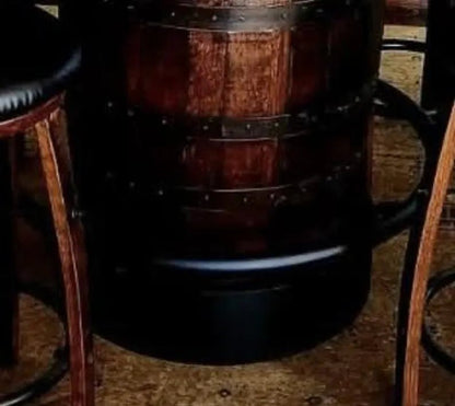 Handcrafted Whiskey Barrel Pub Table Set with Bar Stools - 1st Choice Furniture Direct