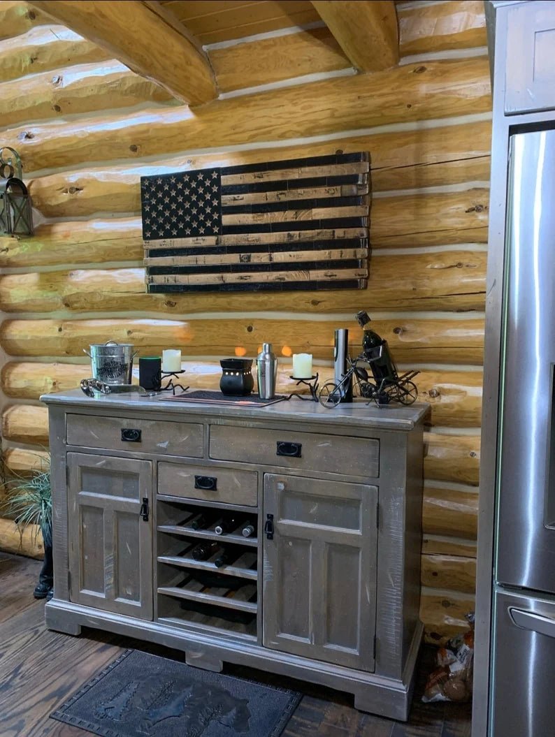 Handcrafted Whiskey Barrel Stave American Flag | Rustic Patriotic Decor - 1st Choice Furniture Direct
