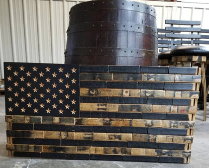 Handcrafted Whiskey Barrel Stave American Flag | Rustic Patriotic Decor - 1st Choice Furniture Direct