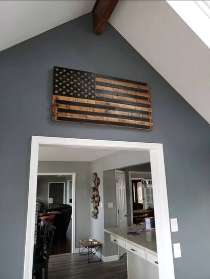 Handcrafted Whiskey Barrel Stave American Flag | Rustic Patriotic Decor - 1st Choice Furniture Direct