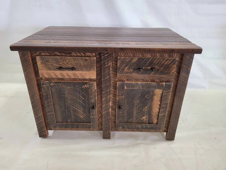 Handmade Amish Reclaimed Barn Wood Kitchen Island – 54" Farmhouse Island - 1st Choice Furniture Direct