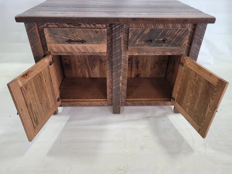 Handmade Amish Reclaimed Barn Wood Kitchen Island – 54" Farmhouse Island - 1st Choice Furniture Direct