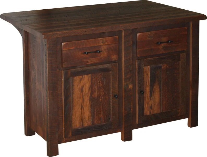 Handmade Amish Reclaimed Barn Wood Kitchen Island – 54" Farmhouse Island - 1st Choice Furniture Direct