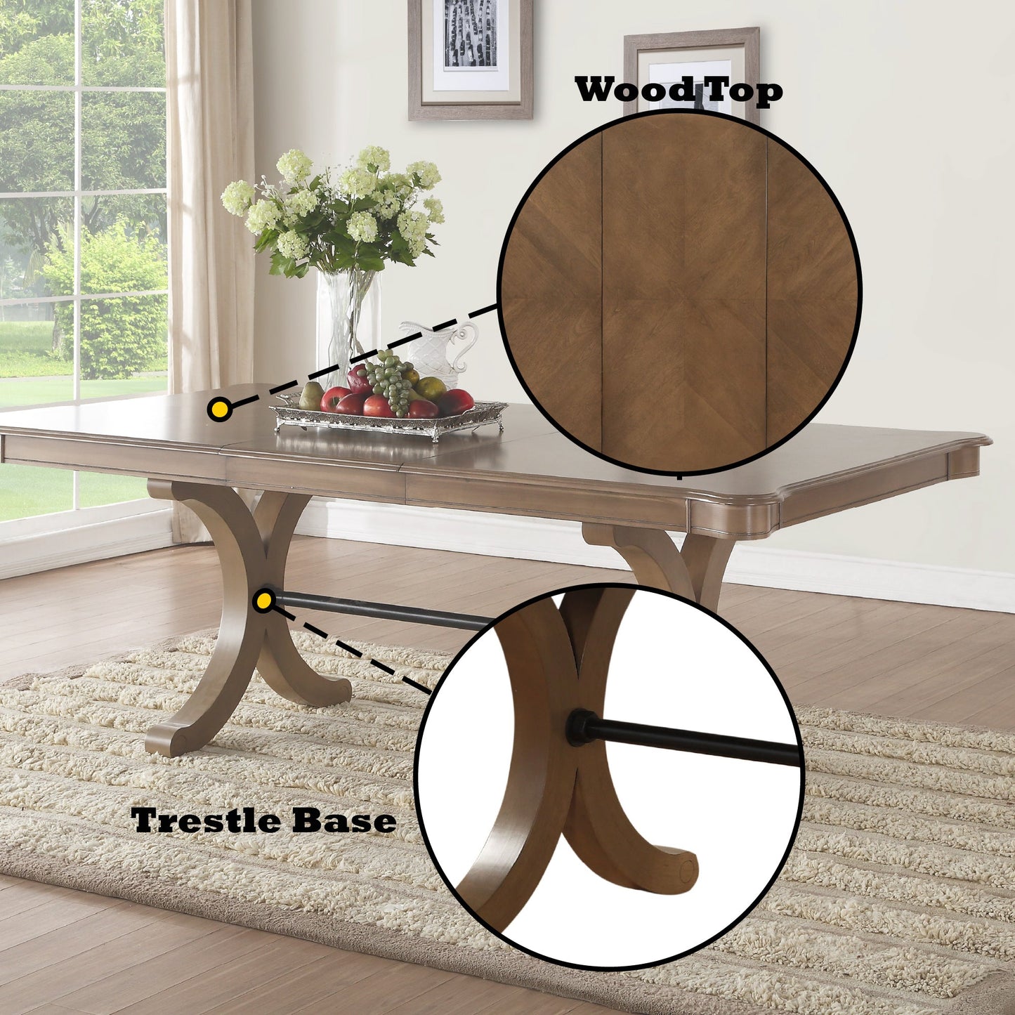 Harald Gray Oak Finish Dining Table (With Leaf) - 1st Choice Furniture Direct