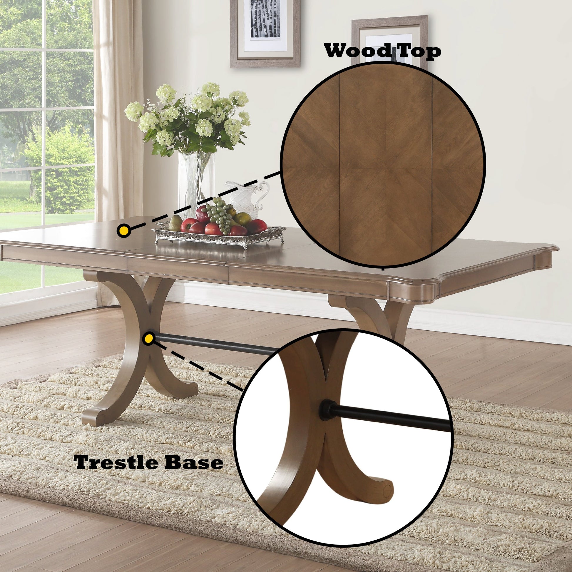 Harald Gray Oak Finish Dining Table (With Leaf) - 1st Choice Furniture Direct