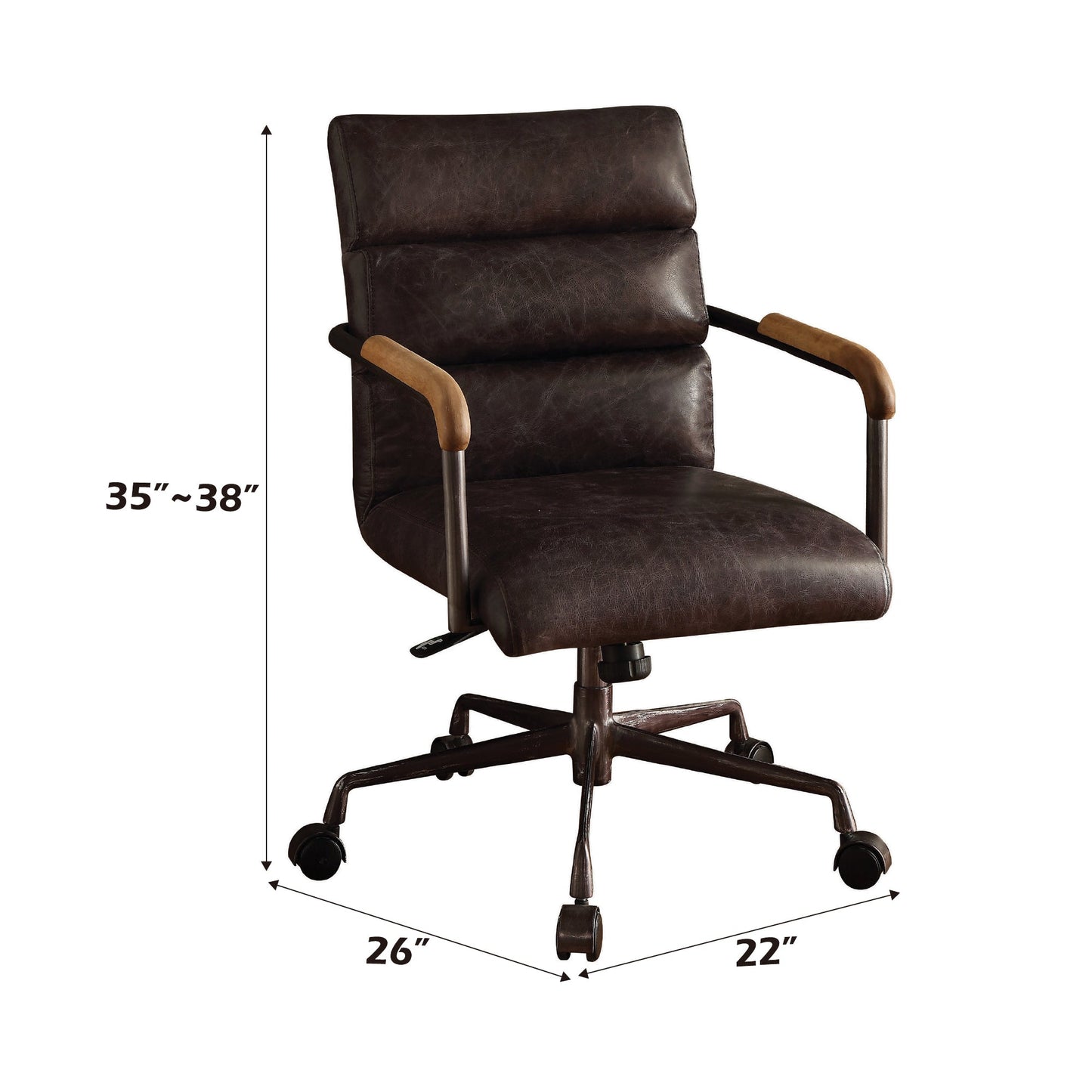 Harith Antique Slate Top Grain Leather Office Chair with Adjustable Height and Swivel Seat - 1st Choice Furniture Direct