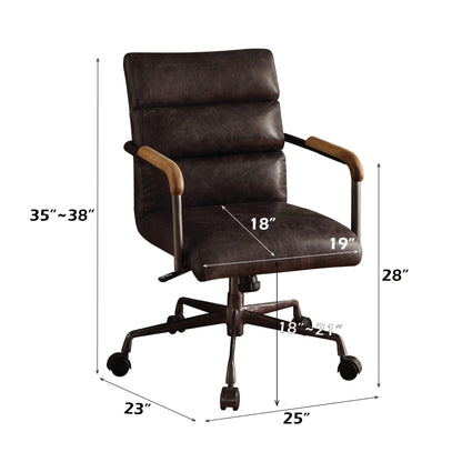 Harith Antique Slate Top Grain Leather Office Chair with Adjustable Height and Swivel Seat - 1st Choice Furniture Direct