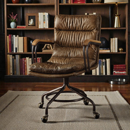 Harith II Vintage Whiskey Top Grain Leather Office Chair - 1st Choice Furniture Direct