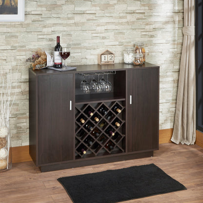 Hazen Espresso Finish Wine Cabinet - 1st Choice Furniture Direct