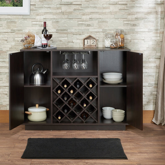 Hazen Espresso Finish Wine Cabinet - 1st Choice Furniture Direct