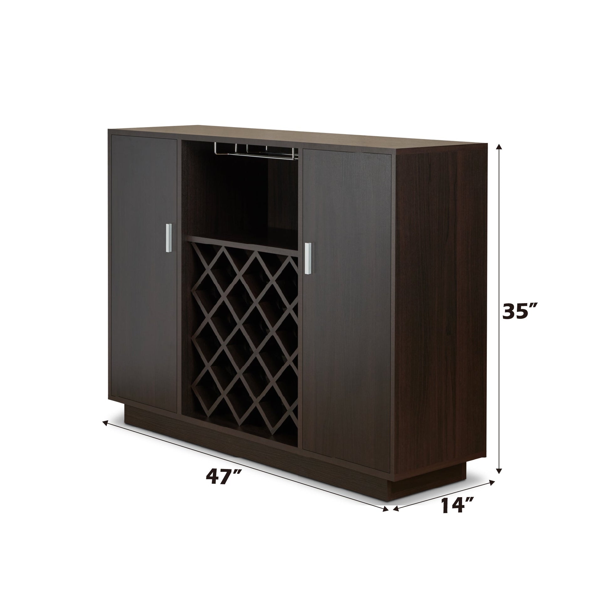 Hazen Espresso Finish Wine Cabinet - 1st Choice Furniture Direct