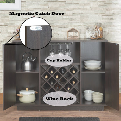 Hazen Espresso Finish Wine Cabinet - 1st Choice Furniture Direct