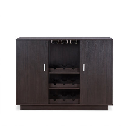 Hazen Espresso Finish Wine Cabinet II Elegant Storage Synthetic Wood 47in - 1st Choice Furniture Direct