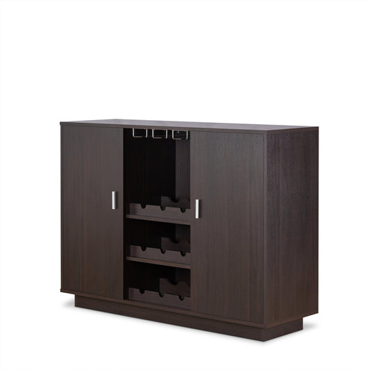 Hazen Espresso Finish Wine Cabinet II Elegant Storage Synthetic Wood 47in - 1st Choice Furniture Direct