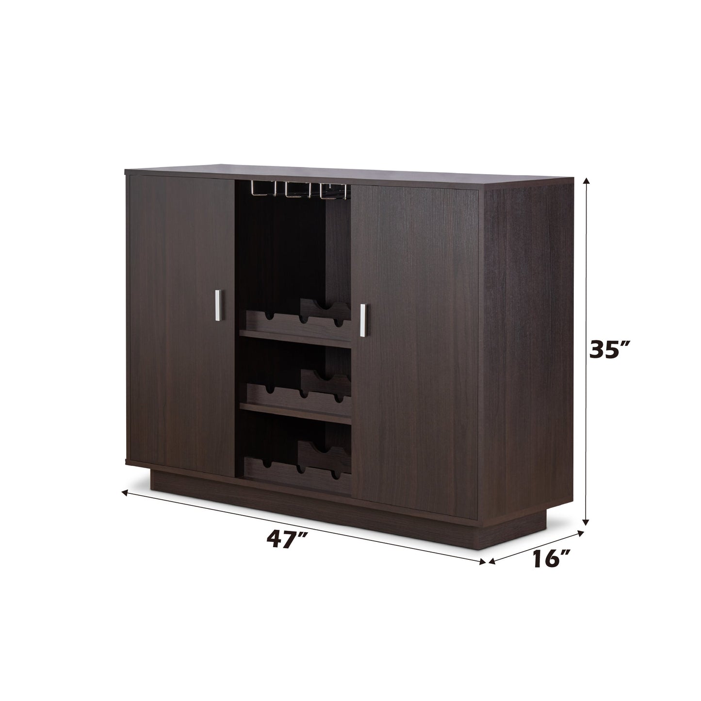 Hazen Espresso Finish Wine Cabinet II Elegant Storage Synthetic Wood 47in - 1st Choice Furniture Direct