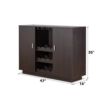 Hazen Espresso Finish Wine Cabinet II Elegant Storage Synthetic Wood 47in - 1st Choice Furniture Direct