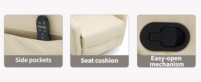 Heat Massage Manual Recliner Chair with Rocker and Swivel in Fabric for Living Room, Beige - 1st Choice Furniture Direct