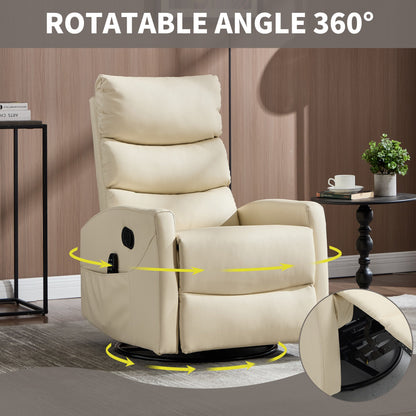 Heat Massage Manual Recliner Chair with Rocker and Swivel in Fabric for Living Room, Beige - 1st Choice Furniture Direct
