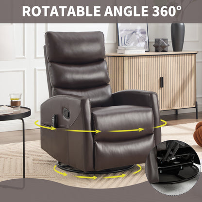 Heat Massage Manual Recliner Chair with Rocker and Swivel in Fabric for Living Room, Brown - 1st Choice Furniture Direct