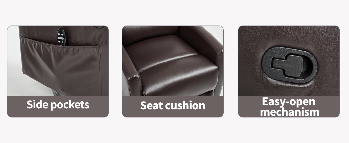 Heat Massage Manual Recliner Chair with Rocker and Swivel in Fabric for Living Room, Brown - 1st Choice Furniture Direct