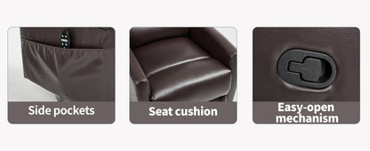 Heat Massage Manual Recliner Chair with Rocker and Swivel in Fabric for Living Room, Brown - 1st Choice Furniture Direct