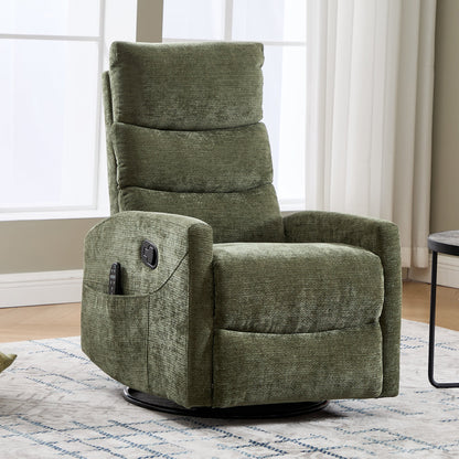 Heat Massage Manual Recliner Chair with Rocker and Swivel in Fabric for Living Room, Green - 1st Choice Furniture Direct