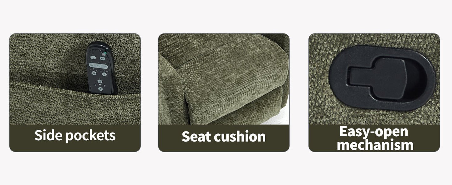 Heat Massage Manual Recliner Chair with Rocker and Swivel in Fabric for Living Room, Green - 1st Choice Furniture Direct