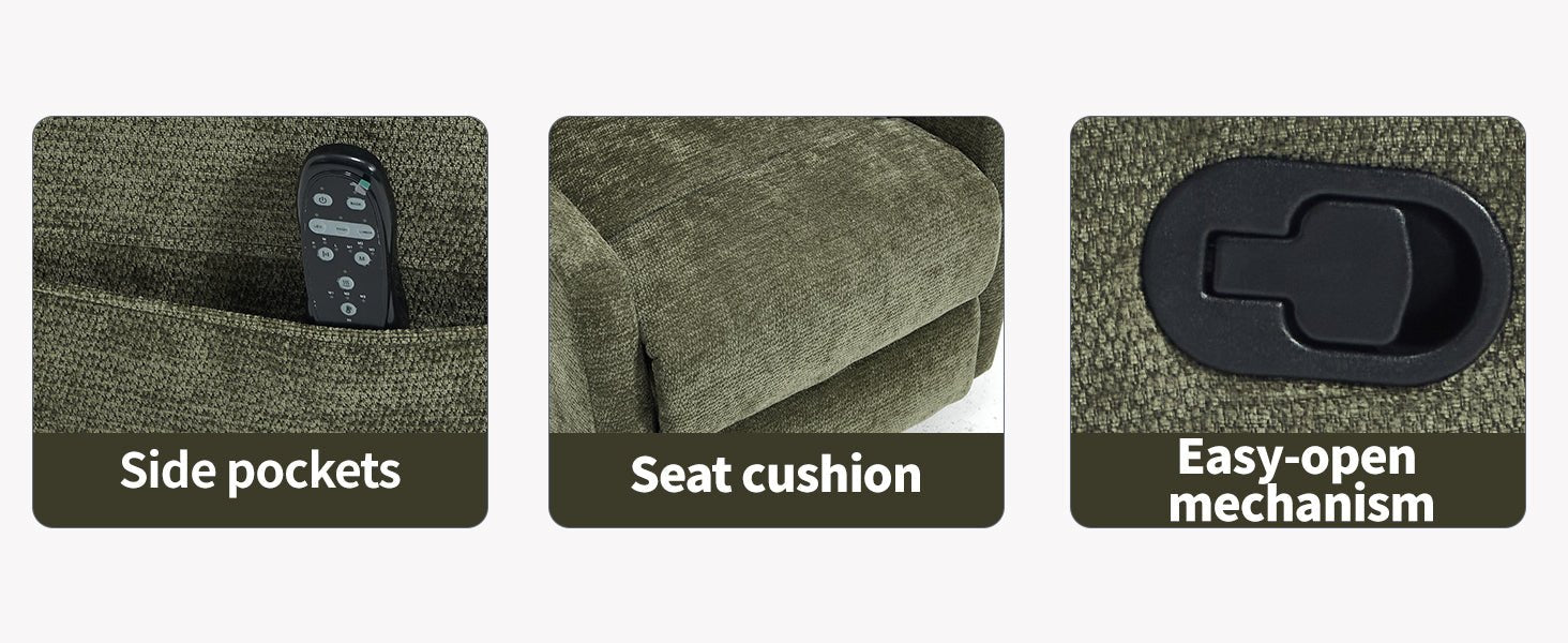Heat Massage Manual Recliner Chair with Rocker and Swivel in Fabric for Living Room, Green - 1st Choice Furniture Direct