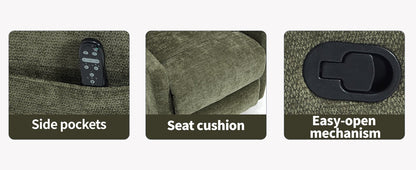 Heat Massage Manual Recliner Chair with Rocker and Swivel in Fabric for Living Room, Green - 1st Choice Furniture Direct