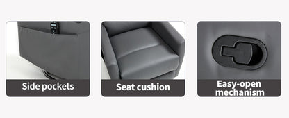Heat Massage Manual Recliner Chair with Rocker and Swivel in Fabric for Living Room, Grey - 1st Choice Furniture Direct