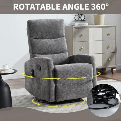 Heat Massage Manual Recliner Chair with Rocker and Swivel in Fabric for Living Room, GREY - 1st Choice Furniture Direct