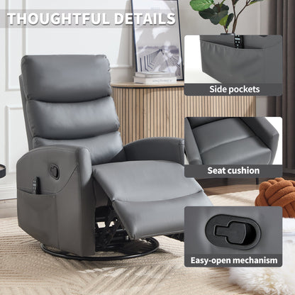 Heat Massage Manual Recliner Chair with Rocker and Swivel in Fabric for Living Room, Grey - 1st Choice Furniture Direct